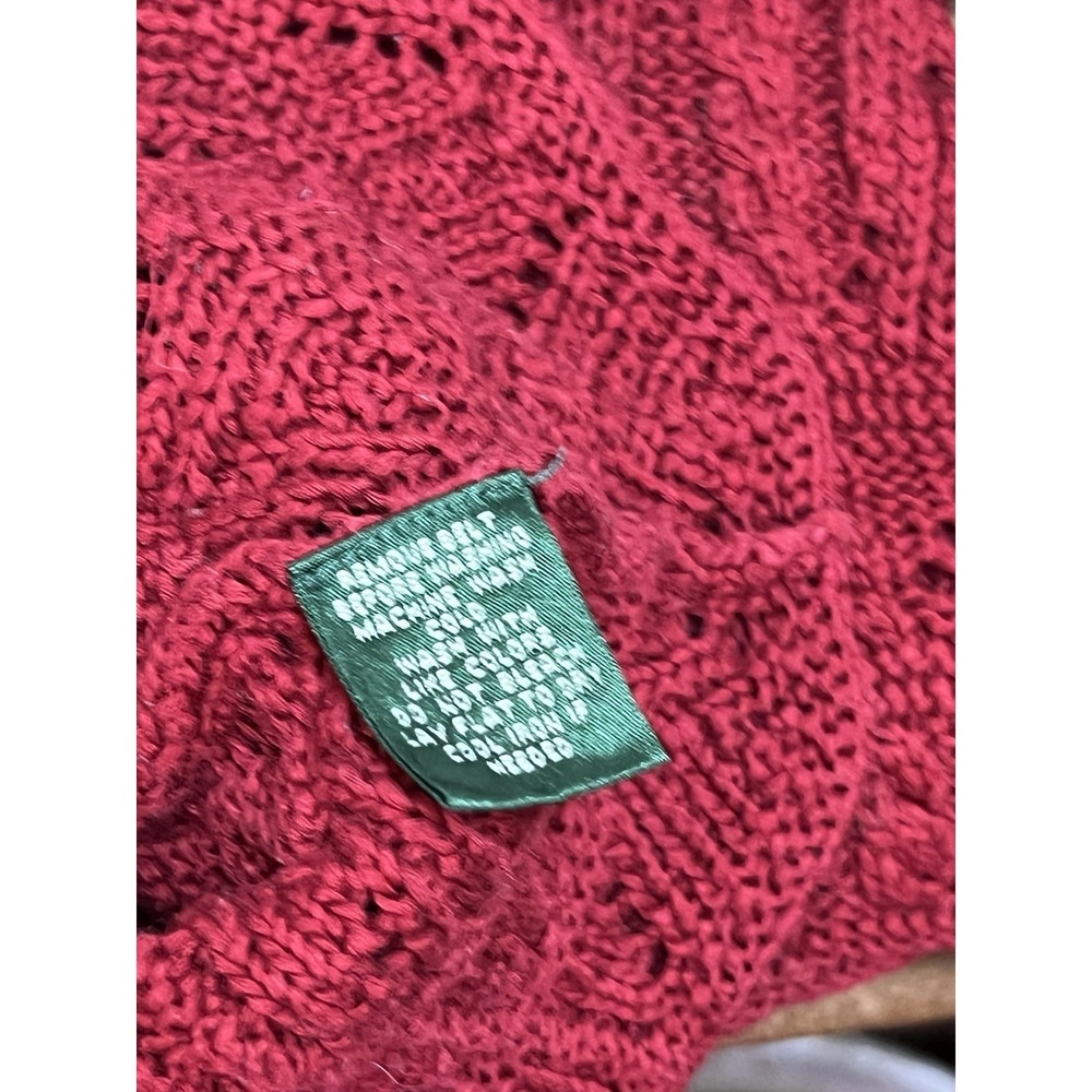 Vintage 90s Y2K Ralph Lauren Green Tag Red Knit Sweater Cozy Long Sleeve - Picture 5 of 5